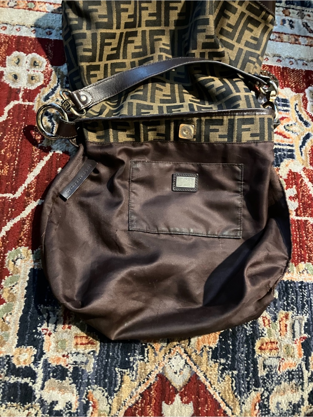 Fendi Zucca Tote Shoulder Bag Vintage Rare - Picture 8 of 15